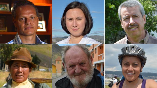 Five very different people talk to Michelle Fleury (top centre)) about their working lives in Quito, Ecaudor