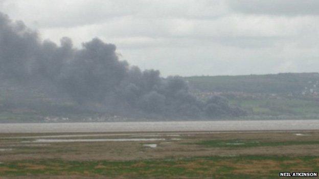 The fire at Greenfield near Holywell, Flintshire