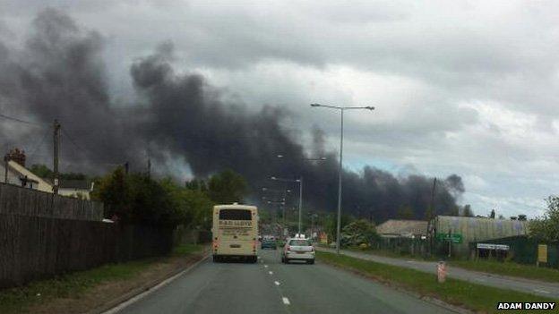 The fire at Greenfield near Holywell, Flintshire