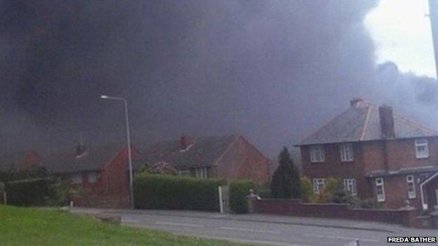 The fire at Greenfield near Holywell, Flintshire