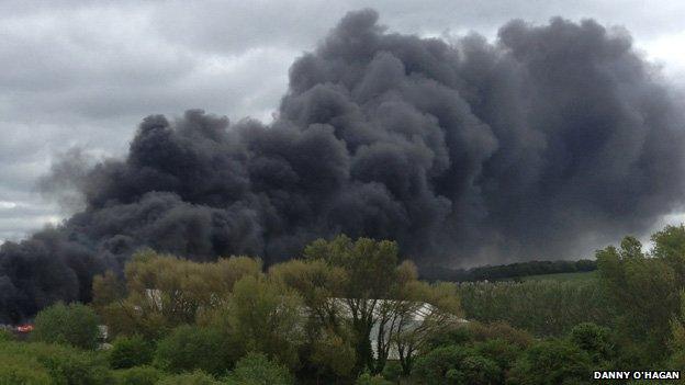 The fire at Greenfield near Holywell, Flintshire