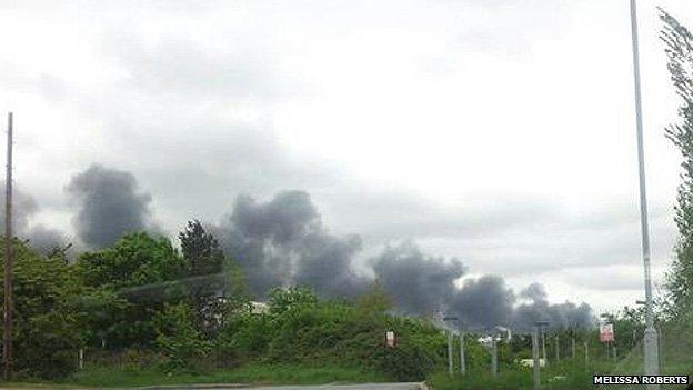 The fire at Greenfield near Holywell, Flintshire