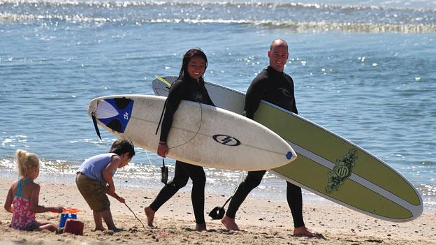 surfers in California