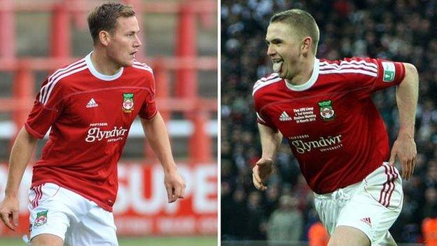 Wrexham's Johnny Hunt and Joe Clarke