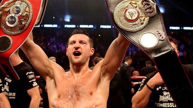 Carl Froch with belts