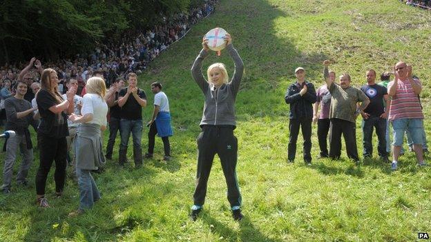 Lucy Townsend from Brockworth, winner of the ladies downhill race