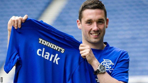 Nicky Clark shows off his new strip at Ibrox