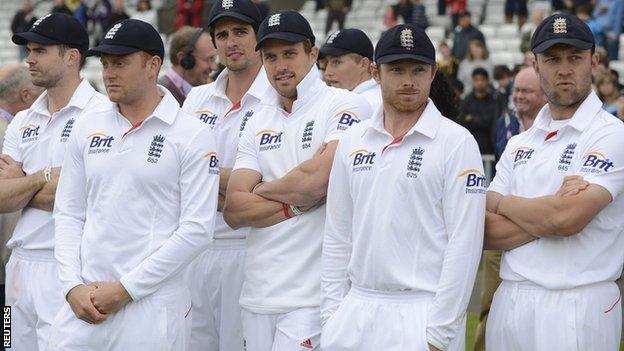 England wait for the presentation ceeremony