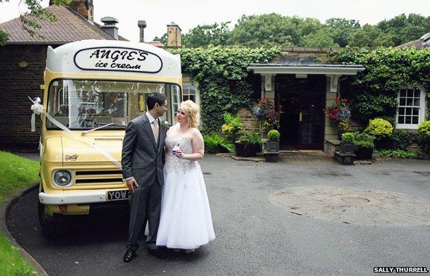 Joanna Hunter and her husband with ice-cream van