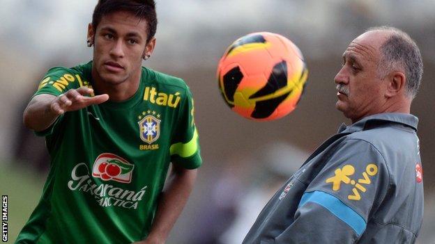 Neymar and Brazil coach Luiz Felipe Scolari