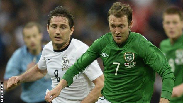 Aiden McGeady (right) in action against England