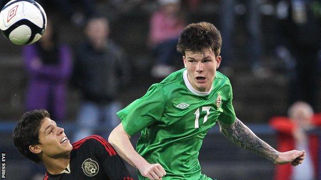 Liam McAlinden playing for Northern Ireland in the 2012 Milk Cup