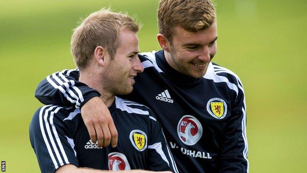 Barry Bannan and James Morrison in training