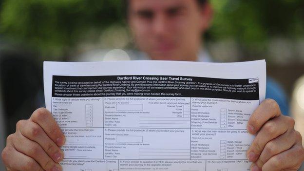 Man holding a copy of the Dartford River Crossing Survey