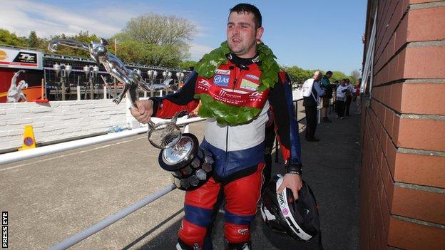 Michael Dunlop after collecting his fourth trophy at this year's Isle of Man TT