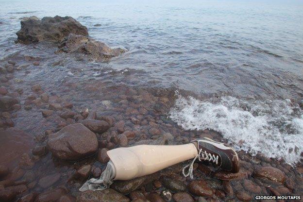 False leg lies washed ahore on beach