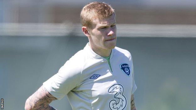 James McClean at Republic of Ireland training on Wednesday