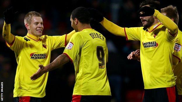 Matej Vydra and his Watford team-mates