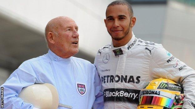 Sir Stirling Moss and Lewis Hamilton