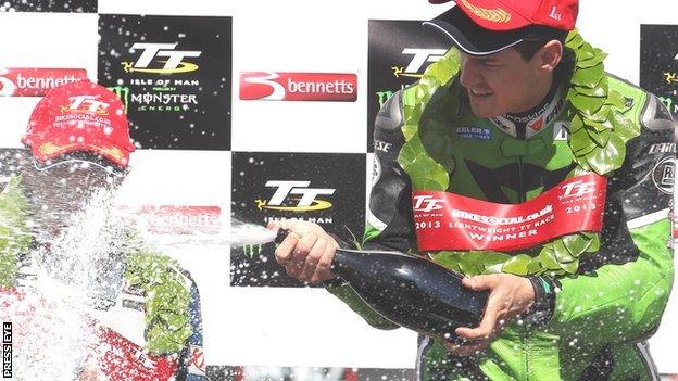 James Hillier celebrates his first TT victory