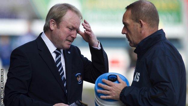 Kilmarnock chairman Michael Johnston (left) with manager Kenny Shiels