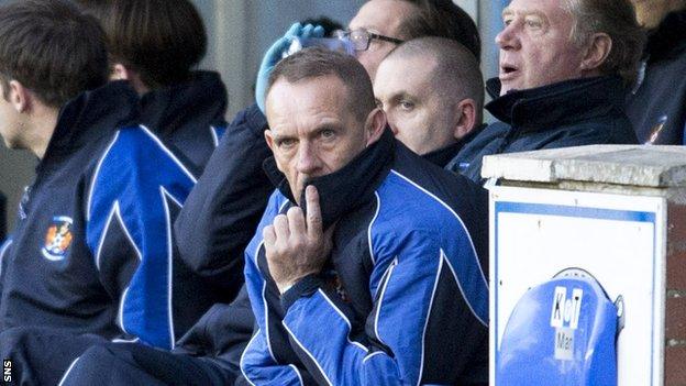 Kenny Shiels in the Kilmarnock dugout