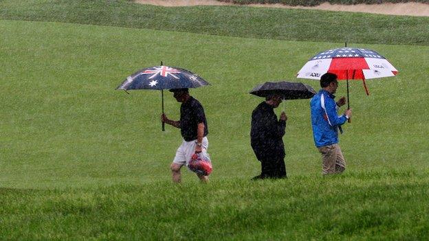 Heavy rain at Merion Golf Club