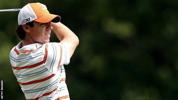 Rory McIlroy practising at the Merion course on the eve of the 2013 US Open