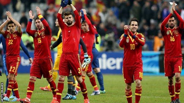 Spain players celebrate