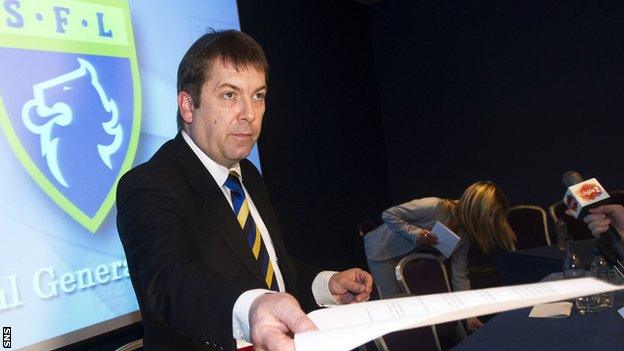 SFL chief executive David Longmuir addresses the media at Hampden