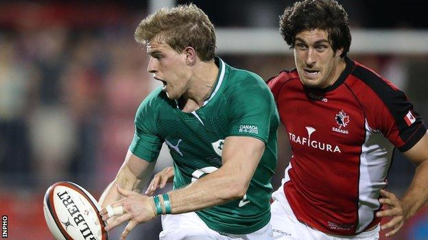 Andrew Trimble in action for Ireland against Canada