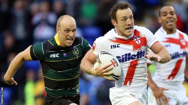 James Roby playing for England against the Exiles