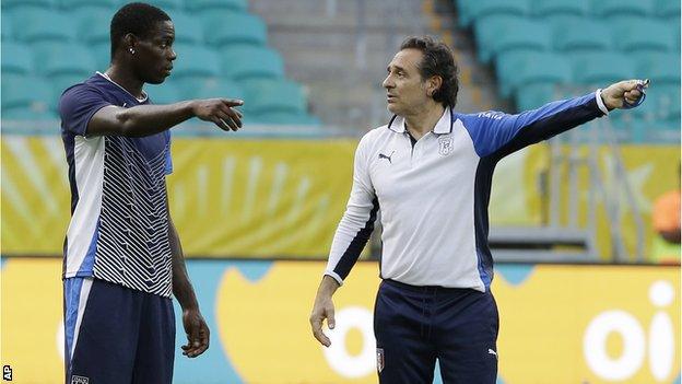 Mario Balotelli and Cesare Prandelli