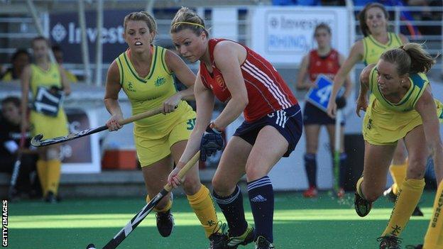 Hollie Webb in action for England against Australia