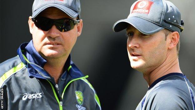 Mickey Arthur (left) and Australia captain Michael Clarke