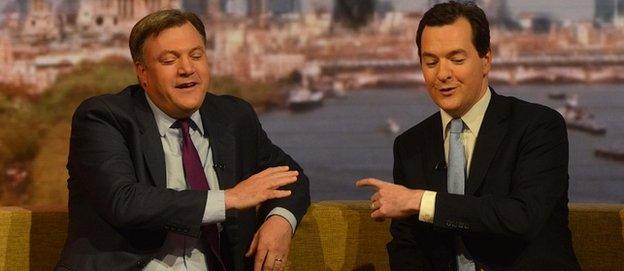 Ed Balls, left, with George Osborne, right, on the BBC's Andrew Marr Show