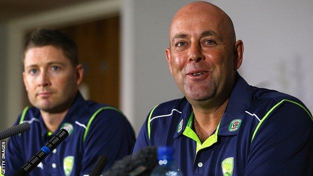 Australia coach Darren Lehmann (right) and captain Michael Clarke