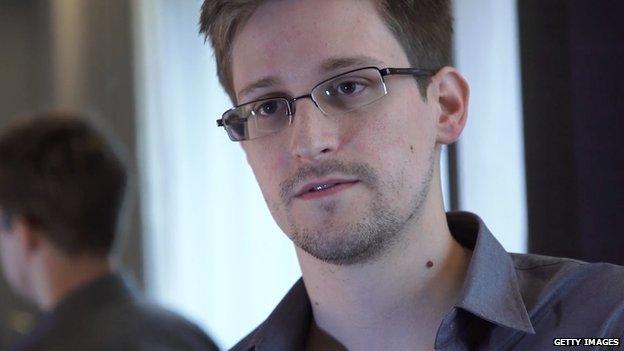 Edward Snowden, looking at the camera