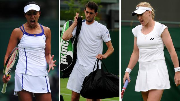 Anne Keothavong (left), James Ward and Elena Baltacha