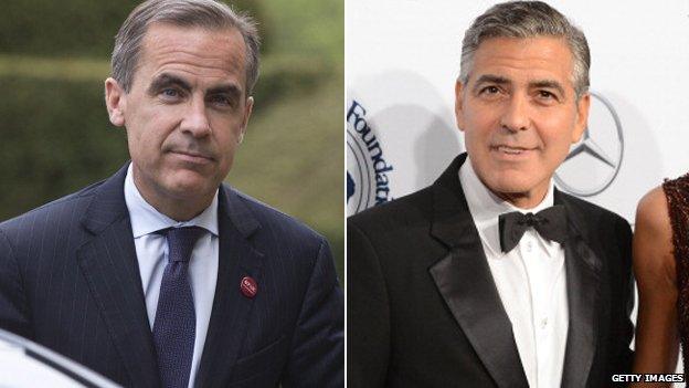 Mark Carney (left) and George Clooney