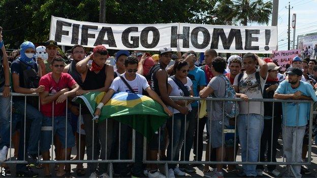 Protestors in Brazil