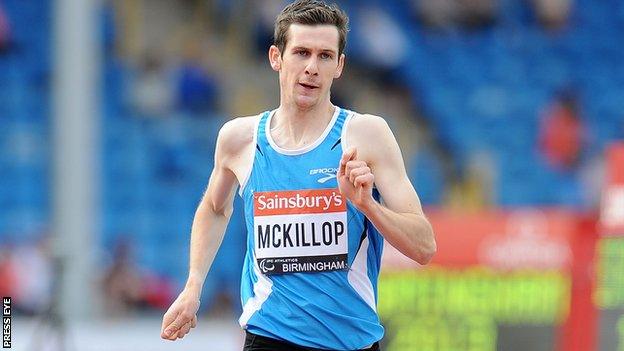 McKillop on his way to winning the 800m in Birmingham