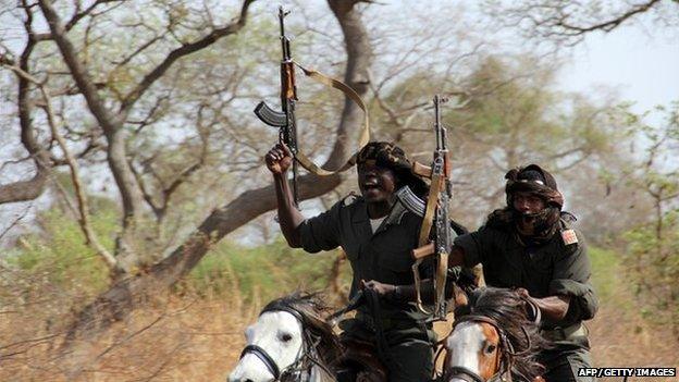 Guards exercising during a parade in Zakouma National