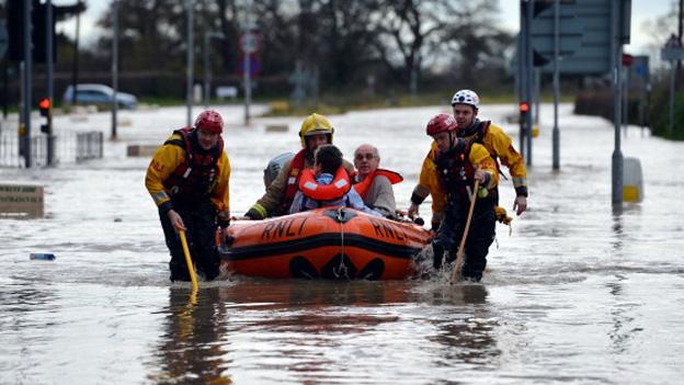 Flooding in St Asaph, Denbighshire, in November 2012