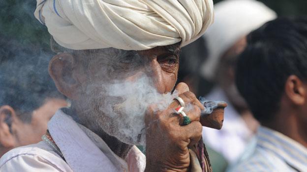 Smoking a hookah in Gujarat