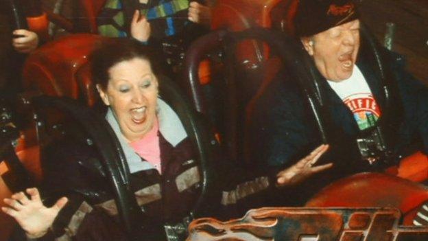 Dennis and Sylvia on a rollercoaster