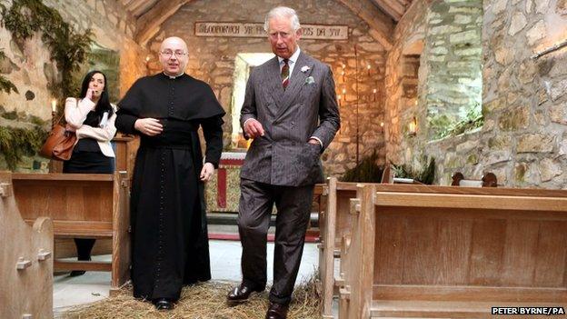 The Prince of Wales at St Beuno's Church in Pistyll, Pwllheli