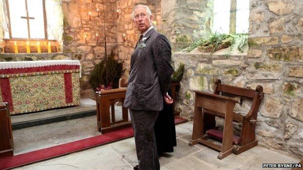 The Prince of Wales at St Beuno's Church in Pistyll, Pwllheli