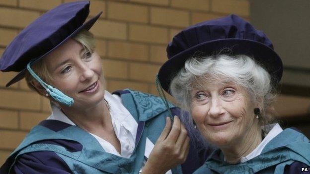 Emma Thompson and her mother Phyllida Law at their graduation