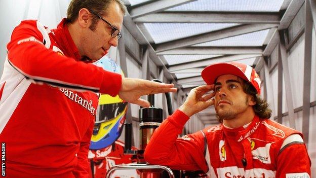 Stefano Domenicali (left) and Fernando Alonso